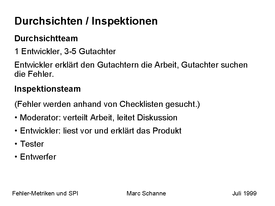 Durchsichten / Inspektionen