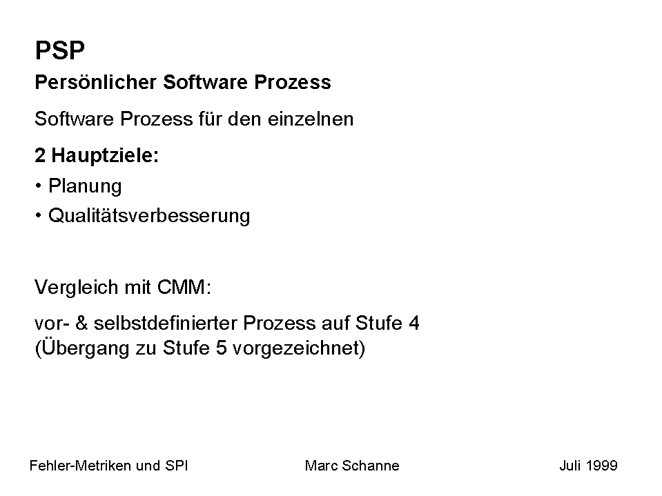 PSP: Persönlicher Software Prozess